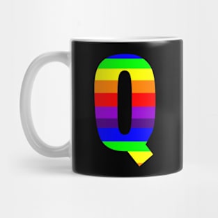 The Letter Q in Rainbow Stripes Mug